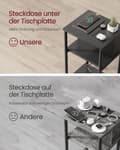 Miniatyrbild 4 av 6: RootZ -tilläggssidobord - Accenttabell - Sluttabell - USB+AC -anslutningar - Black Chipboard & Steel - 30x34x58cm