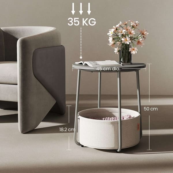Rootz Lille rund sofabord - sidebord - Træspanel - Bærbar design - 45 cm x 50 cm