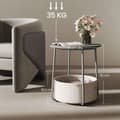 Miniatyrbillede 3 af 5: Rootz Lille rund sofabord - sidebord - Træspanel - Bærbar design - 45 cm x 50 cm