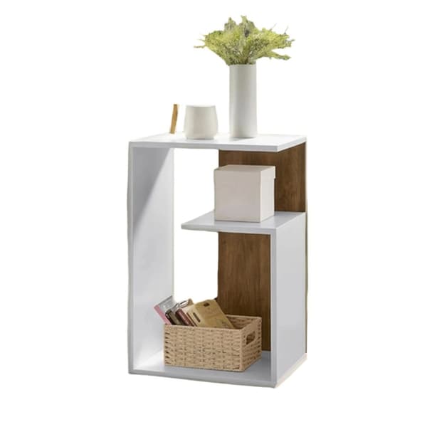 Rootz trä sidobord - sängbord - litet bord - hållbart och snyggt - 30 x 40 x 60 cm - valnötbrunt och vitt