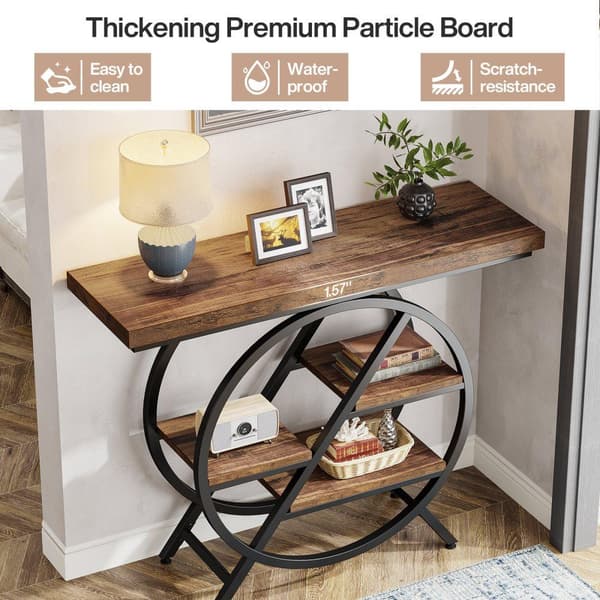 Tribesigns Konsolbord, 4 våningar med Geometrisk Metallram, 100 x 30 x 81 cm, Hallbord, Sidobord, Soffbord
