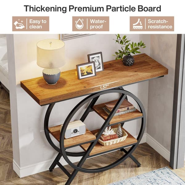 Tribesigns Konsolbord, 4 våningar med Geometrisk Metallram, 100 x 30 x 81 cm, Hallbord, Sidobord, Soffbord