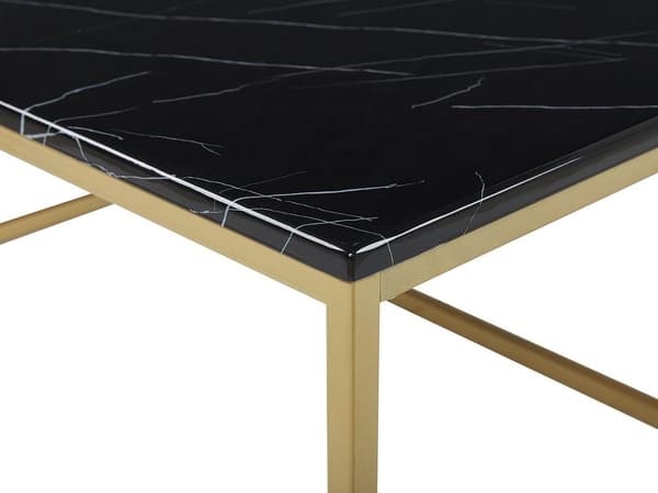 Sofabord marmorlook sort og guld DELANO Lumarko!