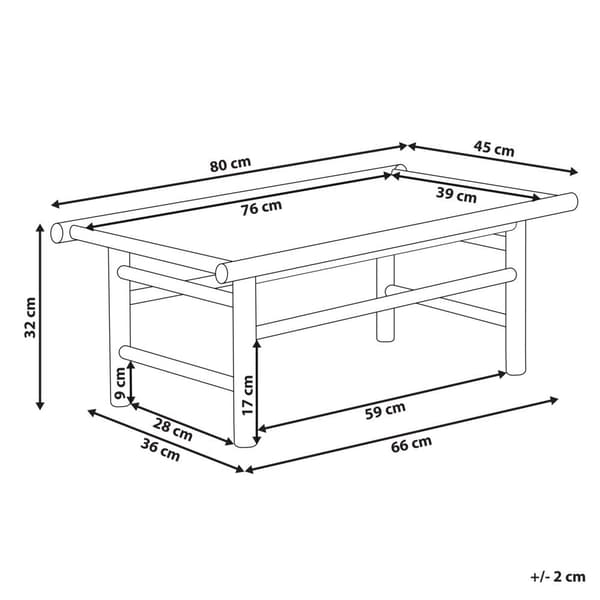 Puutarhapöytä bambupuuta 80 x 45 cm vaalea TODI Lumarko!