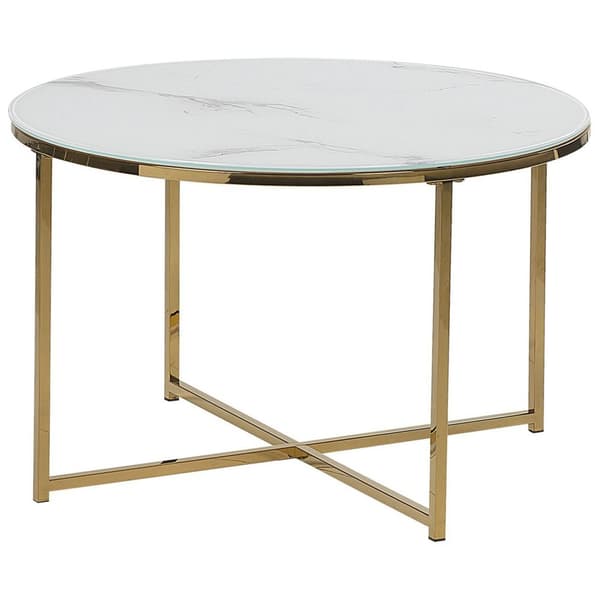 Sofabord Hærdet Glas Marmor Look Guld QUINCY Lumarko!
