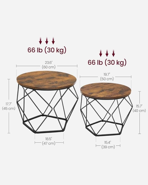 Runda soffbord, set med 2 sidobord, st