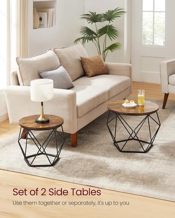 Runda soffbord, set med 2 sidobord, st