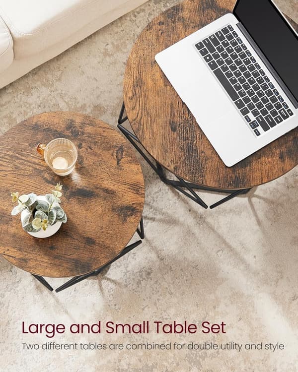 Runda soffbord, set med 2 sidobord, st