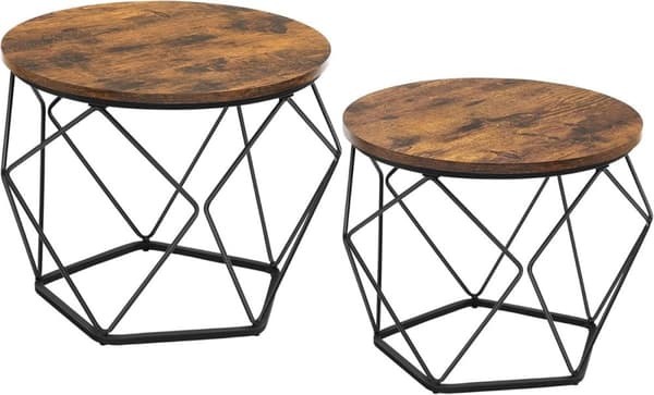 Runda soffbord, set med 2 sidobord, st