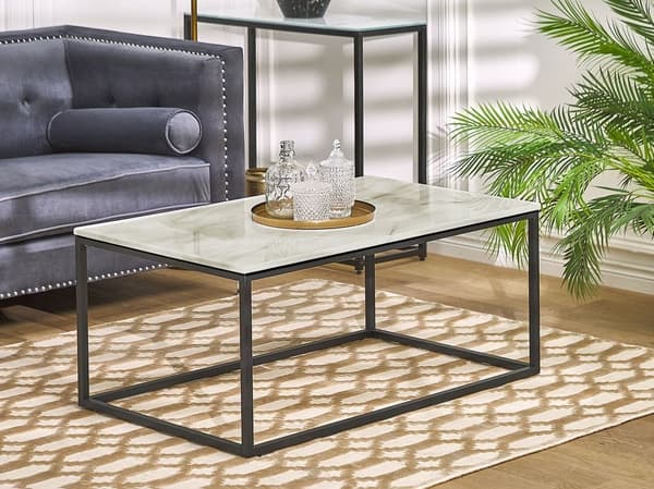 Sofabord marmorlook beige og sort DELANO Lumarko!