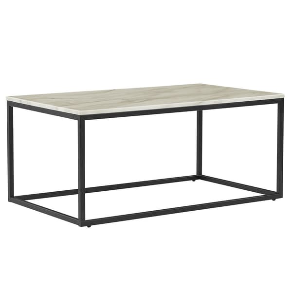 Sofabord marmorlook beige og sort DELANO Lumarko!