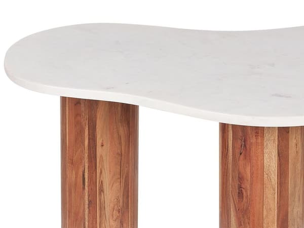 Sofabord hvid marmor med lyst træ CASABLANCA Lumarko!