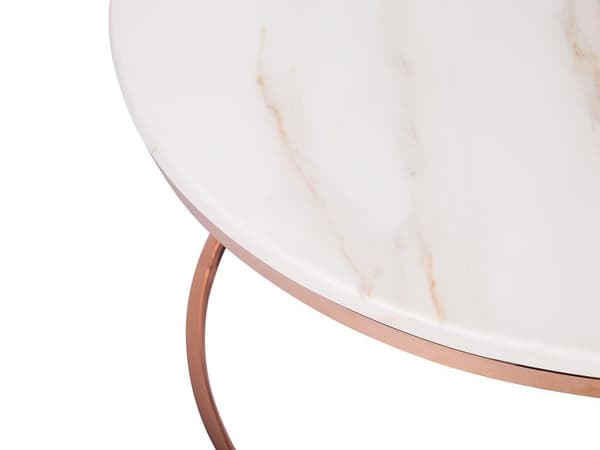 Sofabord med beige/kobber marmorlook CORAL Lumarko!