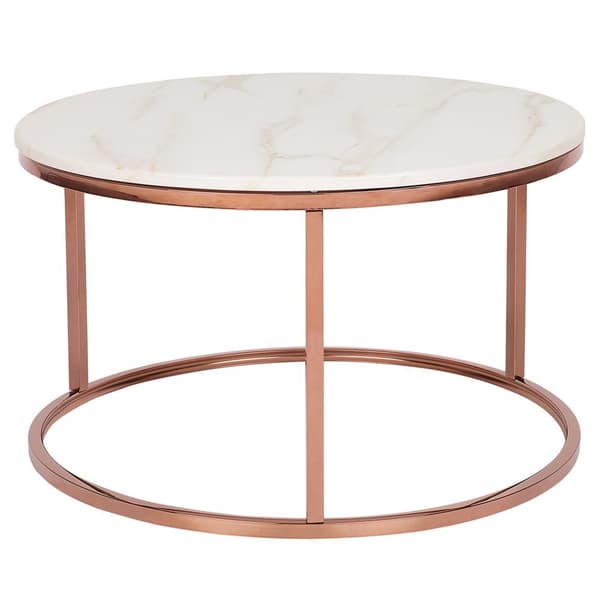 Sofabord med beige/kobber marmorlook CORAL Lumarko!