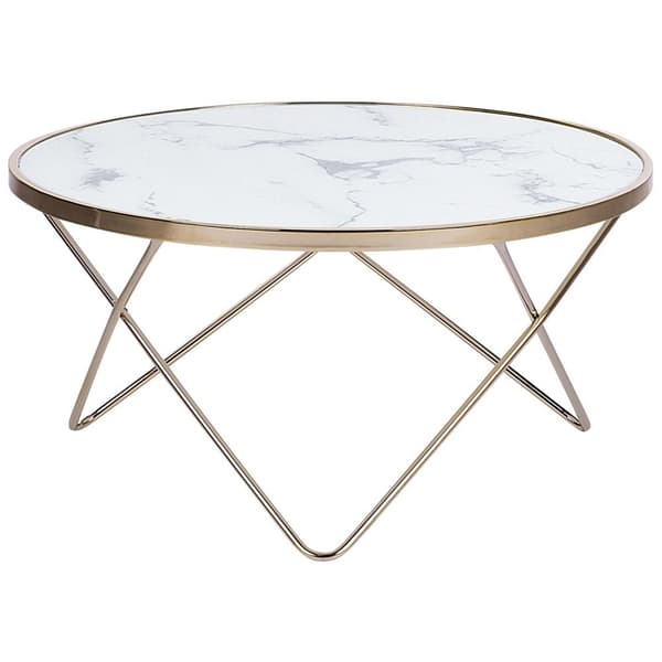 Sofabord marmorlook hvid og guld MERIDIAN II Lumarko!