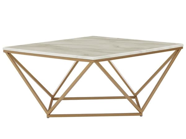 Soffbord marmoreffekt beige och guld MALIBU Lumarko!
