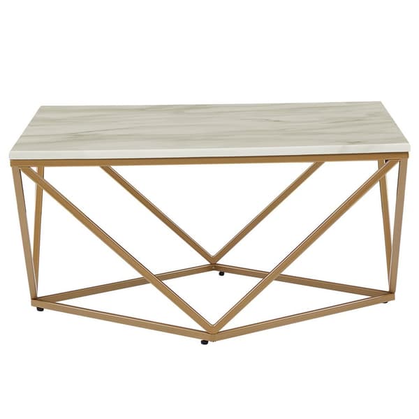 Soffbord marmoreffekt beige och guld MALIBU Lumarko!