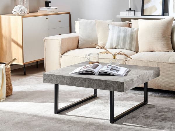 Sofabord i imiteret beton med sort DELUZ Lumarko!