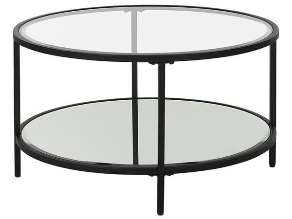 Sofabord med spejlhylde glas sort BIRNEY Lumarko!