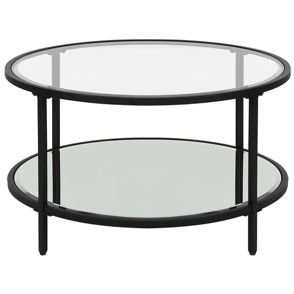 Sofabord med spejlhylde glas sort BIRNEY Lumarko!