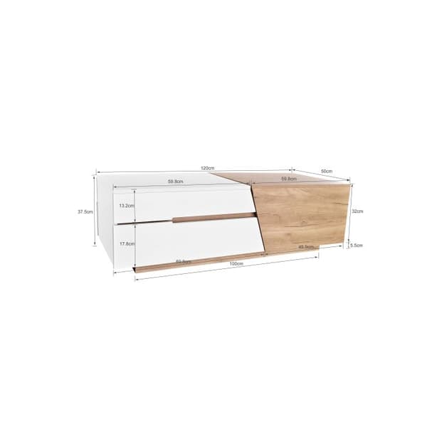 Utdragbar soffbord, salongbord med lådor, sidobord med strukturer i färgblock