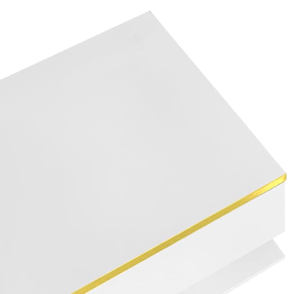 Sofabord 100 cm med LED-belysning og glasplade – Hvid højglans, moderne design til stuen