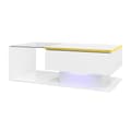 Miniatyrbillede 9 af 11: Sofabord 90 cm hvid højglans – bord med hærdet glas, LED-belysning og opbevaring til stuen