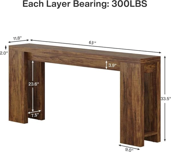 Tribesigns Konsolbord, 160 x 29.5 x 85 cm, Hallbord, Sidobord, Soffbord Hallmöbler