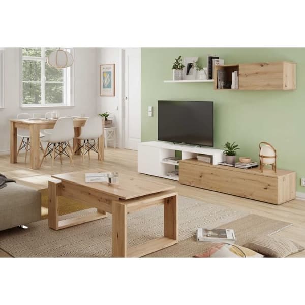 Uppfällbart soffbord - BALTIK - Rektangulärt - Ek - På ben - 105 x 55 x 45 cm