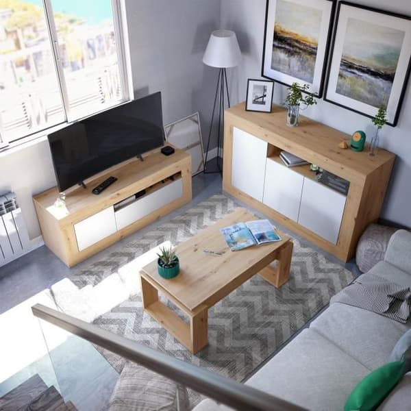 Uppfällbart soffbord - BALTIK - Rektangulärt - Ek - På ben - 105 x 55 x 45 cm
