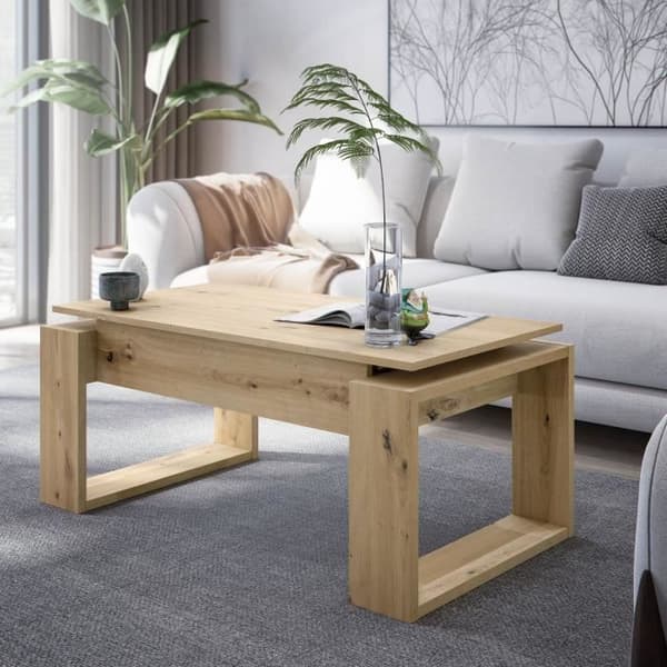 Uppfällbart soffbord - BALTIK - Rektangulärt - Ek - På ben - 105 x 55 x 45 cm