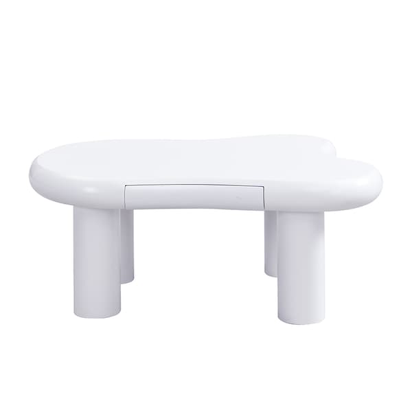 Vit Couchtisch i Cloud-Form - MDF med 16-färgad LED-belysning & Förvaring