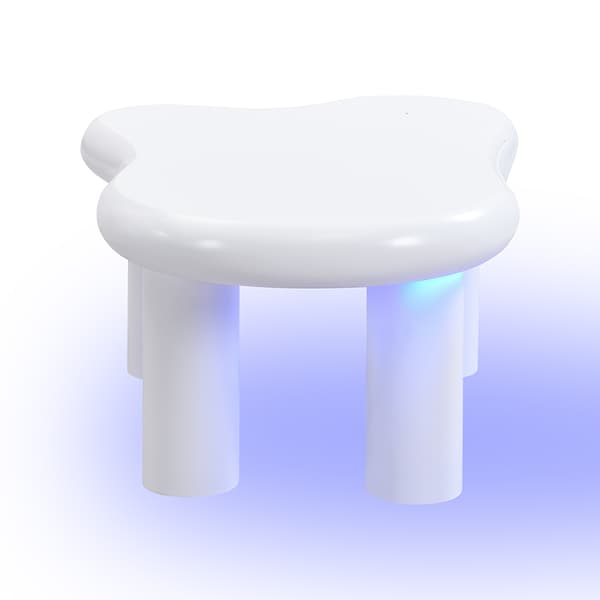 Vit Couchtisch i Cloud-Form - MDF med 16-färgad LED-belysning & Förvaring