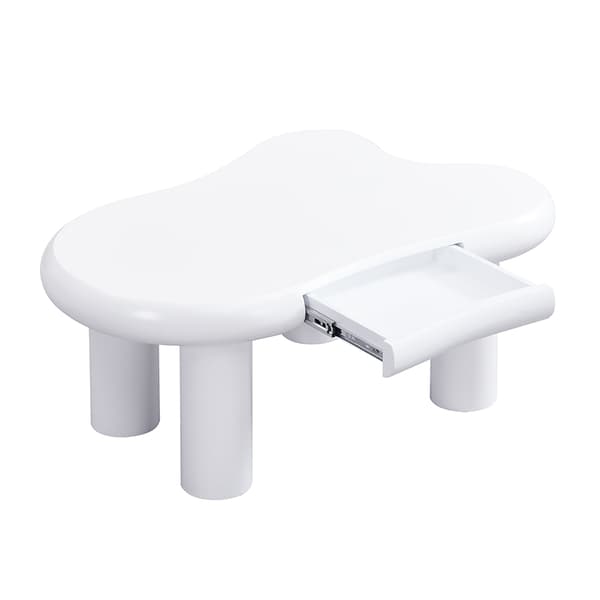 Vit Couchtisch i Cloud-Form - MDF med 16-färgad LED-belysning & Förvaring