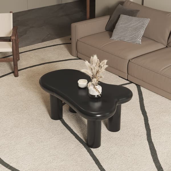 Sort Couchtisch i Cloud-Form - MDF med 16-farvet LED-belysning og opbevaring