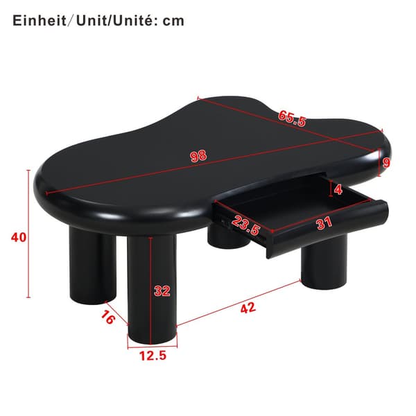 Sort Couchtisch i Cloud-Form - MDF med 16-farvet LED-belysning og opbevaring