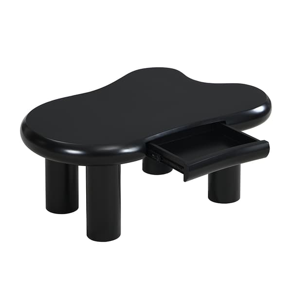 Sort Couchtisch i Cloud-Form - MDF med 16-farvet LED-belysning og opbevaring