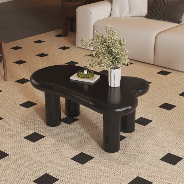 Sort Couchtisch i Cloud-Form - MDF med 16-farvet LED-belysning og opbevaring