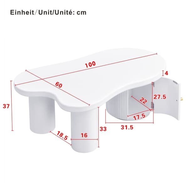 Asymmetrisk Couchtisch - Stilfuld og robust, til stuer og kontorer, med opbevaring