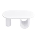 Miniatyrbild 4 av 11: Modern oval Couchtisch i vit – Enkel design, stabila U-ben, lättskött yta, rymlig förvaring, 98,5 x 53,5 x 42 cm