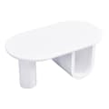 Miniatyrbild 8 av 11: Modern oval Couchtisch i vit – Enkel design, stabila U-ben, lättskött yta, rymlig förvaring, 98,5 x 53,5 x 42 cm