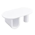 Miniatyrbild 9 av 11: Modern oval Couchtisch i vit – Enkel design, stabila U-ben, lättskött yta, rymlig förvaring, 98,5 x 53,5 x 42 cm