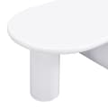 Miniatyrbild 10 av 11: Modern oval Couchtisch i vit – Enkel design, stabila U-ben, lättskött yta, rymlig förvaring, 98,5 x 53,5 x 42 cm