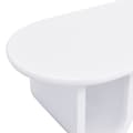 Miniatyrbild 11 av 11: Modern oval Couchtisch i vit – Enkel design, stabila U-ben, lättskött yta, rymlig förvaring, 98,5 x 53,5 x 42 cm