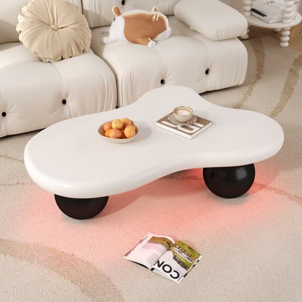 Cloud Style sofabord med LED-belysning – 16 farver, Cloud-formet design, runde ben, stilfuldt til stue og børneværelse