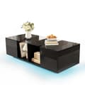 Miniatyrbillede 4 af 9: Sofabord med flerfarvede LED-lys - 2 foldedøre og glashylde - sort