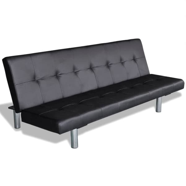 vidaXL sovesofa med to puder justérbar kunstlæder sort