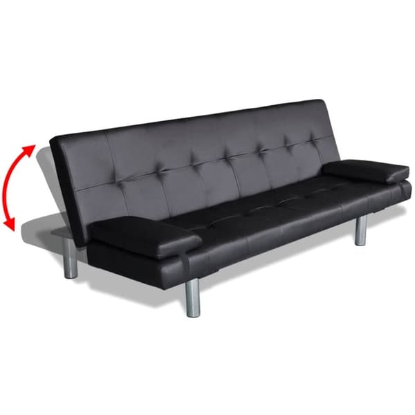 vidaXL sovesofa med to puder justérbar kunstlæder sort