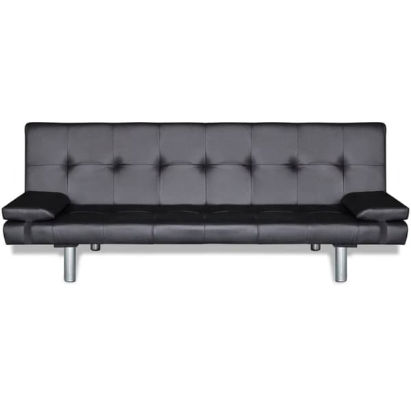 vidaXL sovesofa med to puder justérbar kunstlæder sort