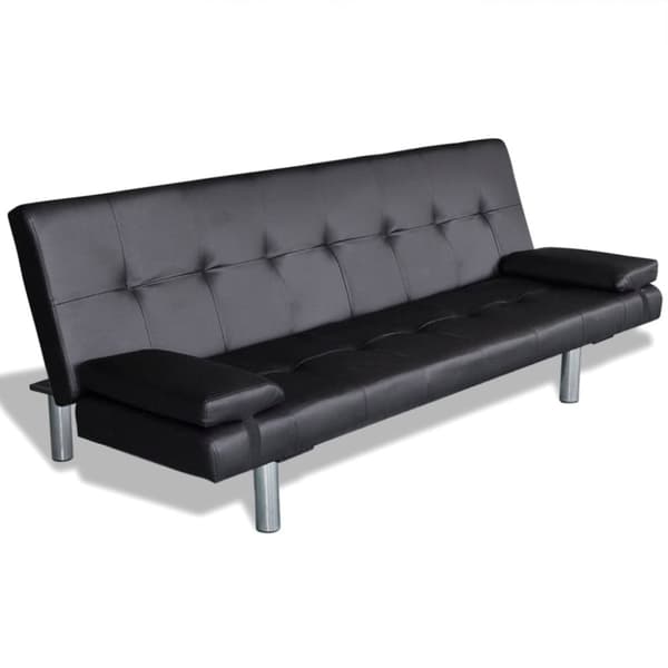 vidaXL sovesofa med to puder justérbar kunstlæder sort